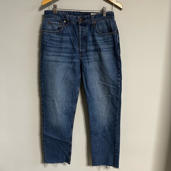 Rag & Bone Nina High Rise Straight Ankle Cigarette Cotton Raw Hem 29 Blue NWT - Picture 10 of 16